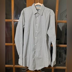 NWOT Nordstrom Men's Black and White Checkered Dress Shirt Trim Fit